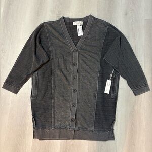 Vintage Havana Corded Terry Long Cardigan Button-Up Sweater